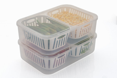 4 SACRED Plastic Fridge Container  - 2500 ml(Pack of 2, Clear)