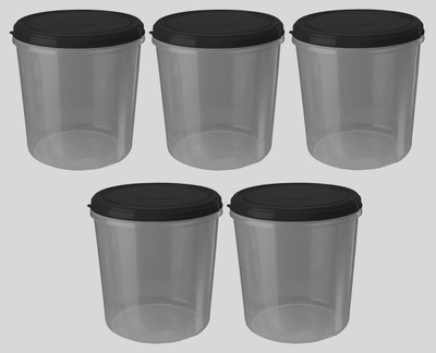 Tenacity Plastic Grocery Container  - 5000 ml(Pack of 5, Black)