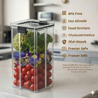 DYK Plastic Bread Container  - 1200 ml(Pack of 6, Transparent)