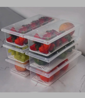 SAMYAK Plastic Fridge Container  - 1500 ml(Pack of 4, White)