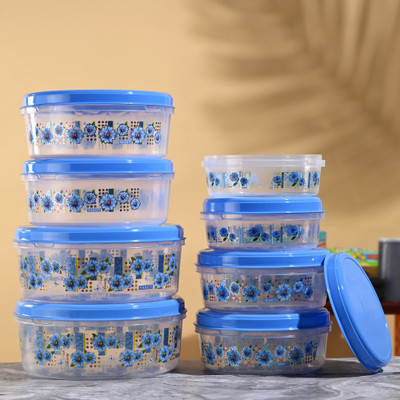 KUBER INDUSTRIES Plastic Utility Container  - 1000 ml, 2000 ml, 3000 ml, 4000 ml(Pack of 8, Blue)