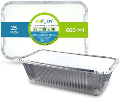 EATONS Aluminium Utility Container  - 660 ml(Pack of 25, Silver)