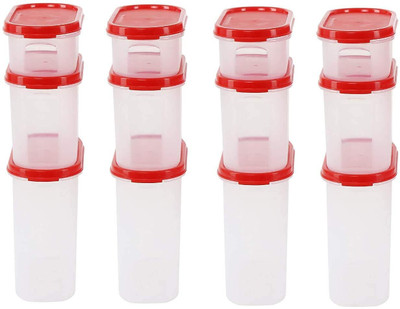Cutting EDGE Plastic Grocery Container  - 525 ml, 1200 ml, 1800 ml(Pack of 12, Red)