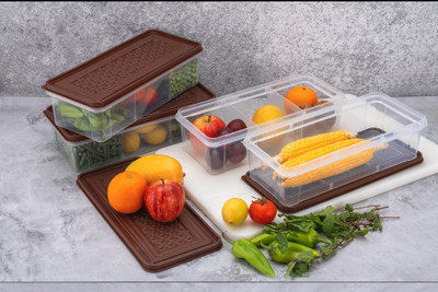 SKYLIFE Plastic Fridge Container  - 2000 ml(Pack of 4, Maroon)