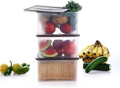 ADMONITION Plastic Grocery Container  - 2000 ml(Pack of 3, Black, Clear)