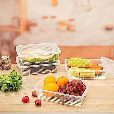 lembose Plastic Fridge Container  - 2500 ml(Pack of 3, Off White)
