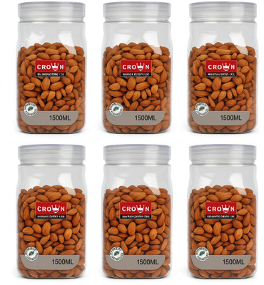 CROWN Plastic Fridge Container  - 1500 ml(Pack of 6, Clear)