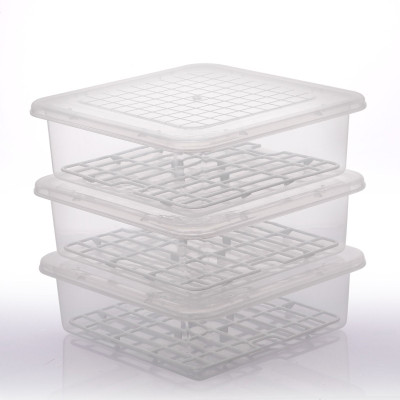 YASVIZAN Plastic Grocery Container  - 1000 ml(Pack of 3, Transparent)