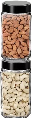 VERPHX Glass Grocery Container  - 1000 ml(Pack of 2, Clear)