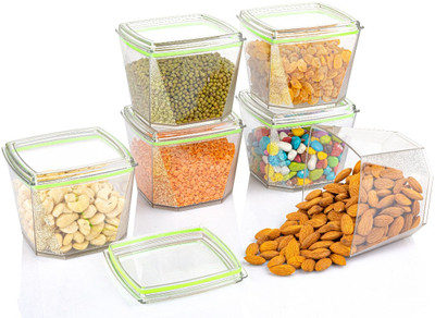 Sentricus Plastic Grocery Container  - 500 ml(Pack of 6, Green)