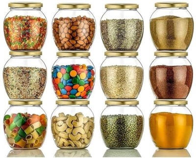 PAL'S ENTERPRISE Glass Grocery Container  - 400 ml(Pack of 12, Gold)