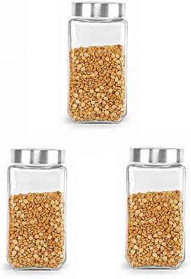 Adhunyk Glass Grocery Container  - 1000 ml(Pack of 3, Clear)