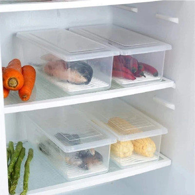 YASVIZAN Plastic Fridge Container  - 1500 ml(Pack of 4, Clear)