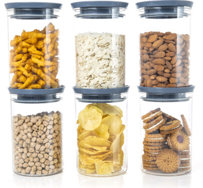 RoyalRyte Plastic Grocery Container  - 900 ml(Pack of 6, Grey)