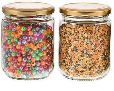 Machak Glass Grocery Container  - 500 ml(Pack of 2, Gold)