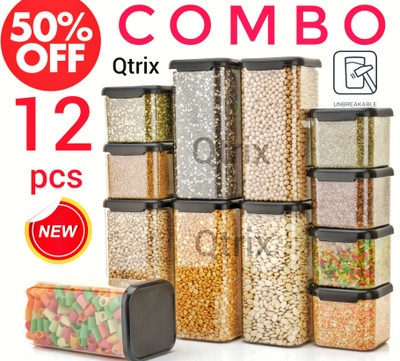 Womens 1st Choice Plastic Grocery Container  - 500 ml, 1500 ml(Pack of 12, Black)