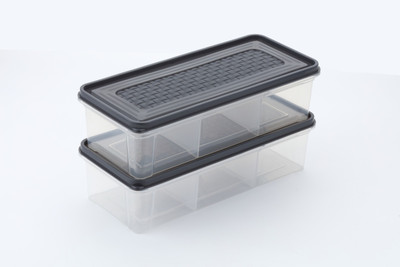 yornext Plastic Fridge Container  - 2000 ml(Pack of 2, Grey)