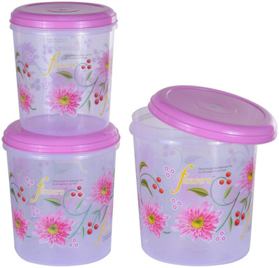 KUBER INDUSTRIES Plastic Grocery Container  - 3000 ml(Pack of 3, Pink)