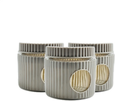 DecoGlass Glass Utility Container  - 350 ml(Pack of 3, Beige)