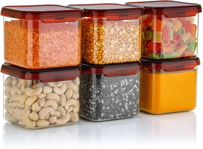 busaji enterprise Plastic Grocery Container  - 500 ml(Pack of 6, Maroon)