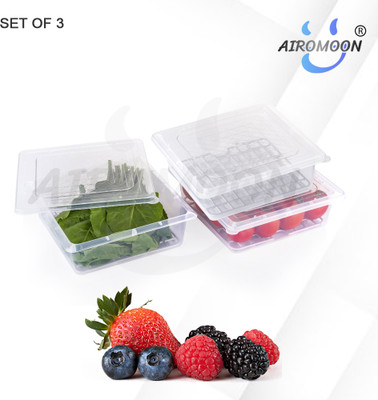 AIROMOON Plastic Fridge Container  - 2600 ml(Pack of 3, White)