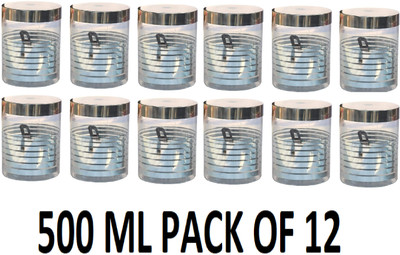 Eos Plastic Grocery Container  - 500 ml(Pack of 12, Silver)