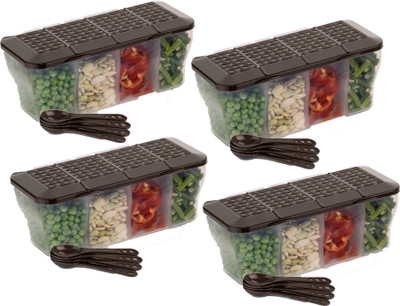 Somnath India Plastic Grocery Container  - 1800 ml(Pack of 4, Brown)