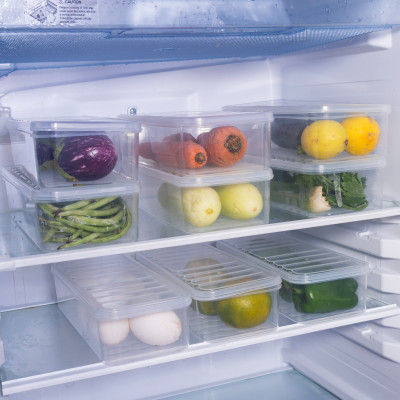 Fivean Plastic Fridge Container  - 1200 ml(Pack of 9, Clear)