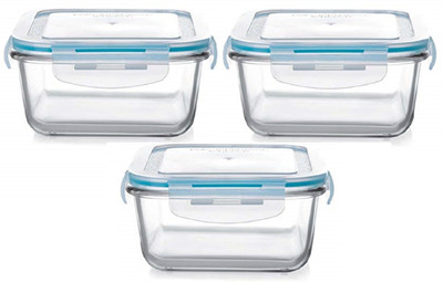 IndusBay Glass Utility Container  - 520 ml(Pack of 3, Clear)