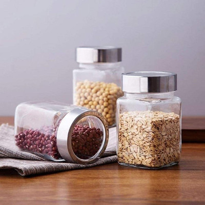 NAVPATH Glass Grocery Container  - 310 ml(Pack of 3, Clear)