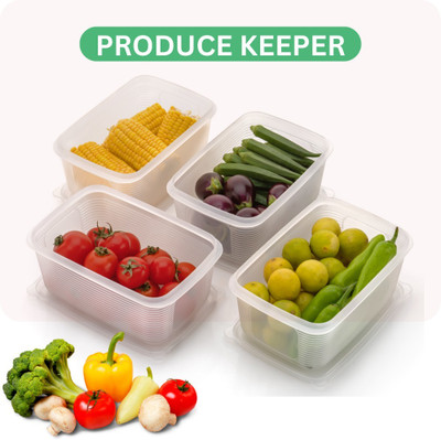 HCVG Plastic Fridge Container  - 1800 ml(Pack of 4, White)