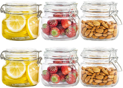GOOD TO GREAT CREATION Glass Grocery Container  - 450 ml(Pack of 6, Clear)