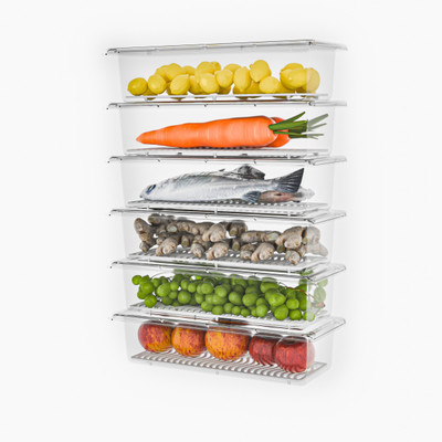 TEX-RO Polypropylene Fridge Container  - 1500 ml(Pack of 6, White)