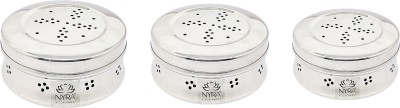 Nyra Steel Fridge Container  - 330 ml, 350 ml, 570 ml(Pack of 3, Silver)