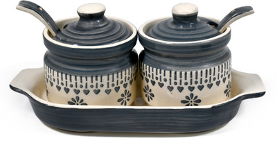 shadowgreen Ceramic Pickle Jar  - 100 ml(Grey)