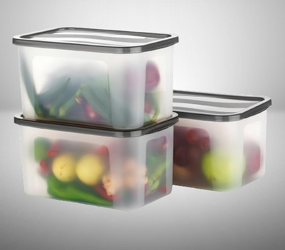 KDZONE Plastic Grocery Container  - 2000 ml(Pack of 3, Black, Clear, White, Multicolor)