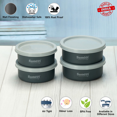 Sumeet Stainless Steel Utility Container  - 240 ml, 240 ml, 320 ml, 320 ml(Pack of 4, Grey)