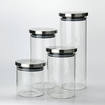 NAVPATH Glass Cereal Dispenser  - 400 ml(Pack of 6, Clear)