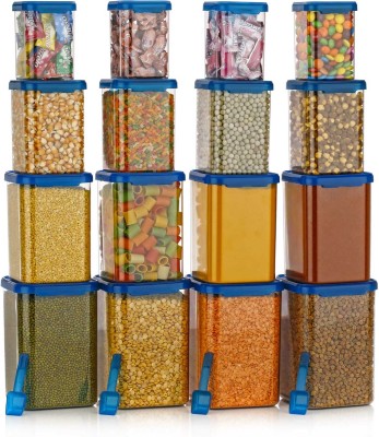 Flipkart SmartBuy Plastic Grocery Container  - 1400 ml, 900 ml, 650 ml, 350 ml(Pack of 16, Blue)