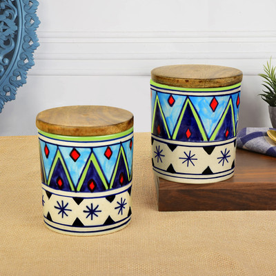 StyleMyWay Ceramic Utility Container  - 300 ml(Pack of 2, Multicolor)