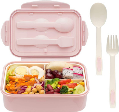 NARV Lunch Box with 3 Compartment, Stylish Lid & 2 Spoons BPA Free Plastic 1000 ml K1 3 Containers Lunch Box(1000 ml, Thermoware)