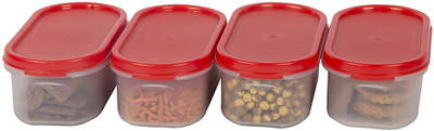 Cutting EDGE Essentials Plastic Grocery Container  - 525 ml(Pack of 4, Red)