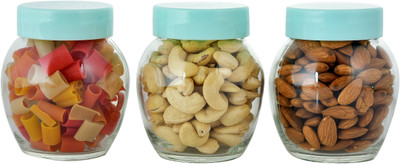 Machak Glass Grocery Container  - 350 ml(Pack of 3, Green)