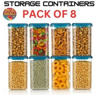4 SACRED Plastic Grocery Container  - 1200 ml(Pack of 8, Clear)
