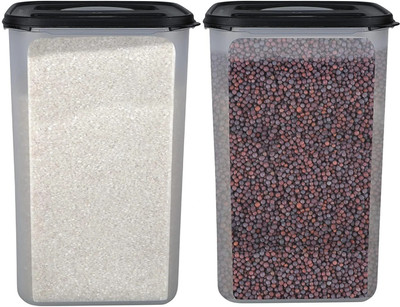 Flipkart SmartBuy Plastic Grocery Container  - 7.5 L(Pack of 2, Black)