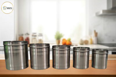 WEKTU Stainless Steel Grocery Container  - 1800 ml(Pack of 5, Silver)