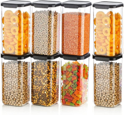 Nestland - Make Your Self a Priority Plastic Grocery Container  - 1500 ml(Pack of 8, Black)