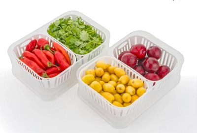 Dhiya Plastic Fridge Container  - 1500 ml(Pack of 2, White)