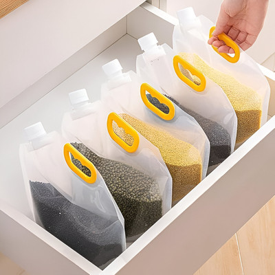 Glitzn Plastic Grocery Container  - 3000 ml(Pack of 5, Transparent)