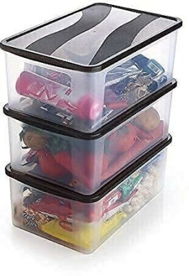 UNDERZONE Plastic Fridge Container  - 2000 ml(Pack of 3, Black, White, Multicolor)